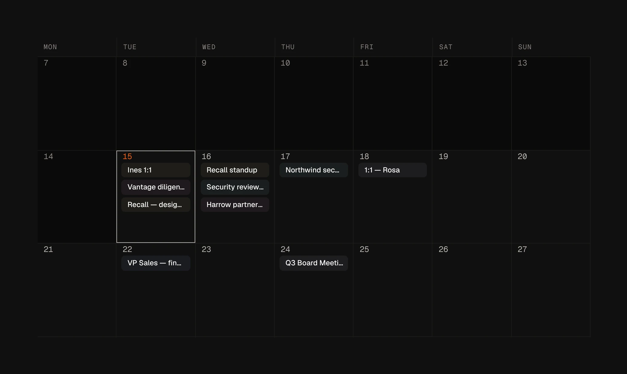 Month view, shaded by load